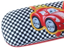 Rasant unterwegs: Cooles Kinder-Hartschalenetui mit Cars/Hotwheels Motiv und passendem Microfasertuch