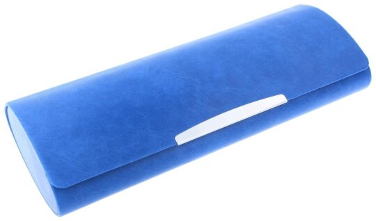 Stilvolles Brillenetui EMMA in Blau in Lederoptik mit Magnetverschluss und Zierleiste