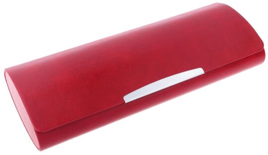 Stilvolles Brillenetui EMMA in Rot in Lederoptik mit Magnetverschluss und Zierleiste