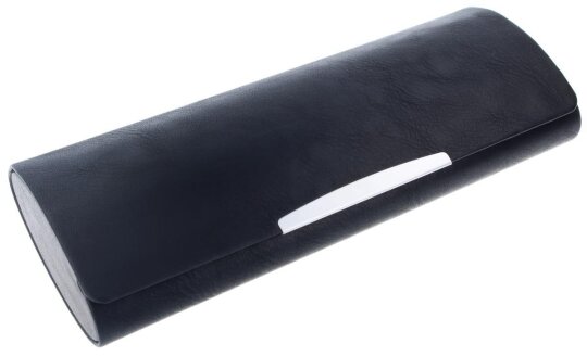 Stilvolles Brillenetui EMMA in Schwarz in Lederoptik mit Magnetverschluss und Zierleiste