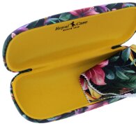 Modernes Hartschalen-Brillenetui mit farbenfrohen Blumen-Muster inkl. passendem Microfasertuch