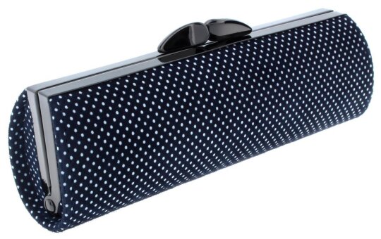 Nachtblaues Echtleder-Brillenetui / Tasche mit gepunktetem Muster und Schnappverschluss