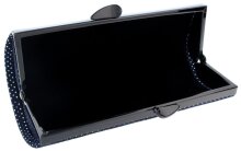 Nachtblaues Echtleder-Brillenetui / Tasche mit gepunktetem Muster und Schnappverschluss