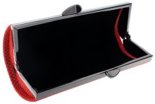 Rotes Echtleder-Brillenetui / Tasche mit gepunktetem Muster und Schnappverschluss