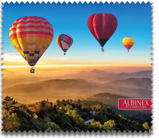 Bezauberndes Microfasertuch mit traumhaften Heißluftballon Motiv - 17,5 x 15,3 cm