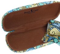 Sommerliches Hartschalen-Brillenetui mit grün-gelbem Ethno-Muster und passendem Microfasertuch