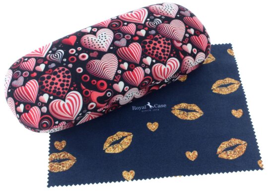 Liebevolles Hartschalenetui mit zartem Herzchen-Motiv und Passendem Microfasertuch – Romantischer Schutz für Ihre Brille