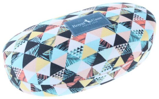 Hellblaues Sonnenbrillen-Hartschalenetui mit weichem Bezug in geometrischem Design