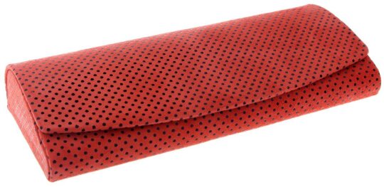 Gepunktetes Brillenetui in Rot aus weichem, echten Leder mit Magnetverschluss