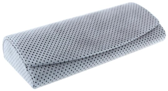 Gepunktetes Brillenetui in Grau aus weichem, echten Leder mit Magnetverschluss