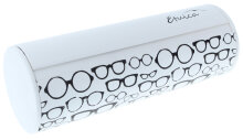 Gemustertes, halbhartes Brillenetui in Weiß mit hochwertigem Magnetverschluss