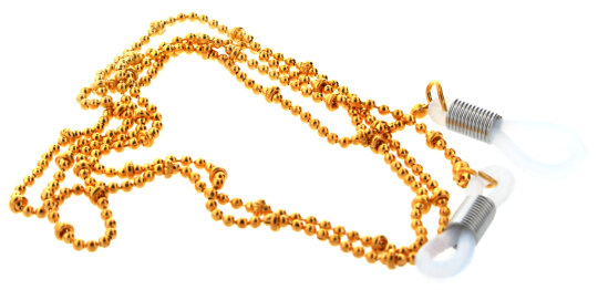 Filigrane Perlen - Brillenkette mit Silikonschlaufe und Stopper in Gold