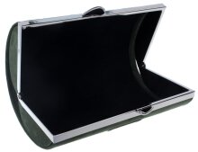 Waldgrünes, extra großes Taschen-Brillenetui aus hochwertigem Naturleder mit Schnappverschluss