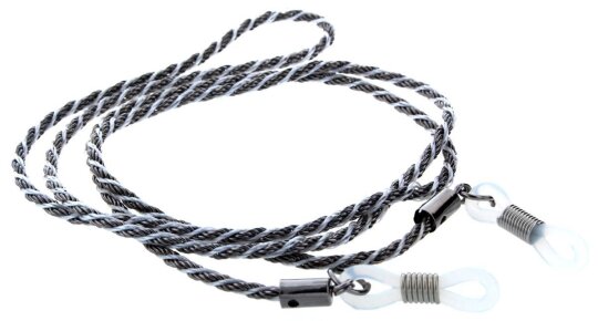 Zweifarbige Brillenkordel mit Gummischlaufe und Stopper in Gun - Weiß