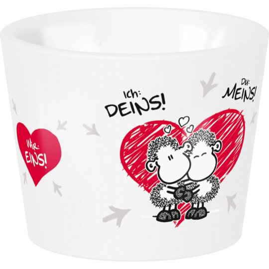 SHEEPWORLD - lustiger Eierbecher "WIR: EINS" aus robustem Porzellan