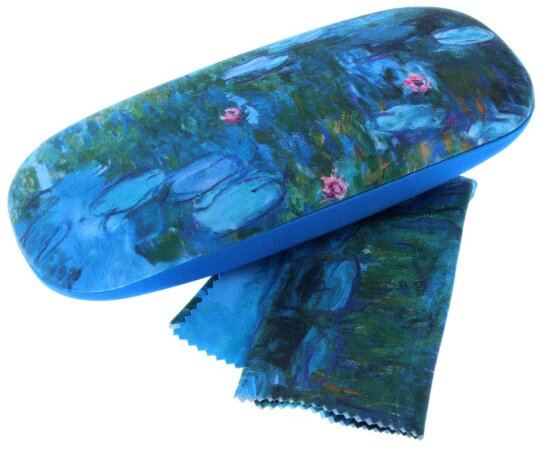 Hartschalen - Brillenetui mit Kunstdruck SEEROSEN von Claude Monet inkl. Microfasertuch