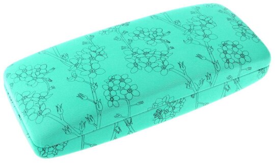 Hübsches Hartschalenetui "VERGISSMEINNICHT" mit Metallscharnier in der Farbe Mintgrün