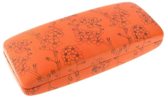 Hübsches Hartschalenetui "VERGISSMEINNICHT" mit Metallscharnier in der Farbe Orange
