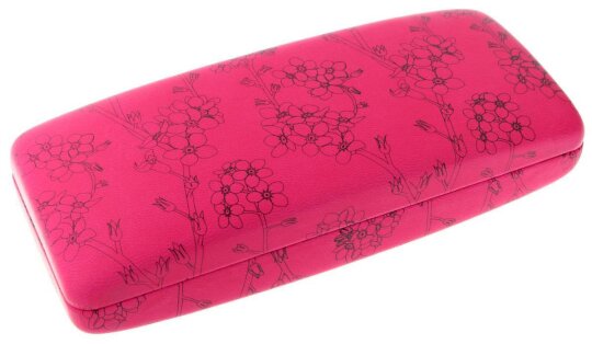 Hübsches Hartschalenetui "VERGISSMEINNICHT" mit Metallscharnier in der Farbe Pink