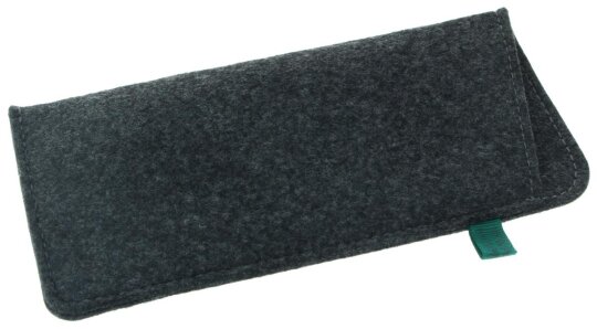 Schönes Einsteck - Brillenetui "CRES" aus einem grauen, weiches Filzstoff