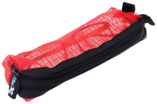 Reißverschlussetui in Rot aus wasserdurchlässigem Netzstoff - ideal für Schwimmbrillen