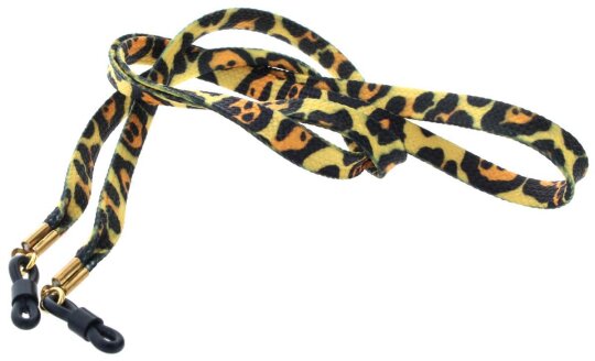 Modernes Brillenband / Brillenkordel in Gelb - Orange im angesagten Leoparden Design
