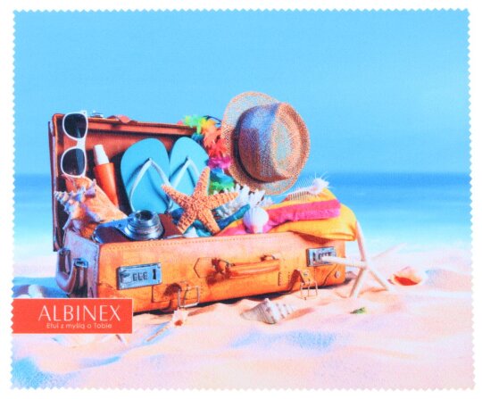 Bezauberndes Microfasertuch mit tollem Reisekoffer Motiv - 17,5 x 15,3 cm