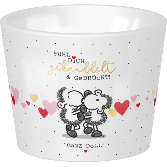 SHEEPWORLD - niedlicher Eierbecher "FÜHL DICH GEKNUDDELT" aus robustem Porzellan