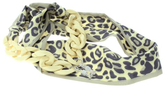 Trendige Brillenkette CATANIA im Leo - Design mit einem Mittelteil aus Stoff