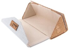 Praktisches Brillenetui aus weiß-beigem Stoff mit...