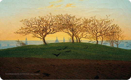 Robustes Rannenberg & Friends Schneidebrettchen / Frühstücksbrettchen "Hügel mit Bruchacker" Caspar David Friedrich