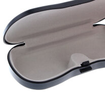 Hochwertiges Kunststoff - Brillenetui JENSI in Schwarz mit praktischen Druckknopf