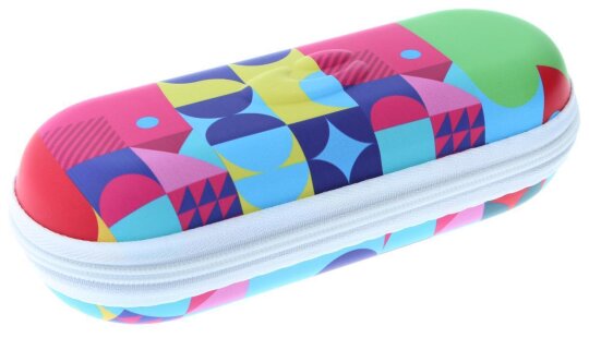 Schönes halbhartes Kinder - Brillenetui mit Reißverschluss in Bunt