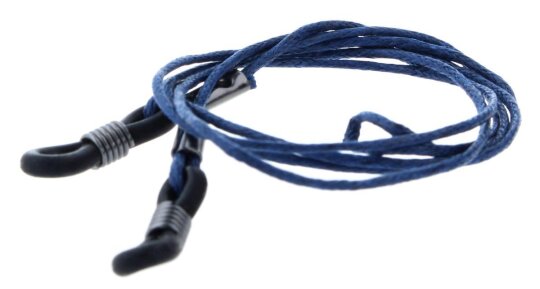 Brillenkordel in blau mit gewachster Ausführung und Gummischlaufe