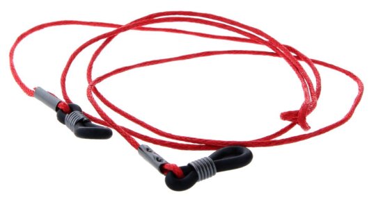 Brillenkordel in Rot mit gewachster Ausführung und Gummischlaufe