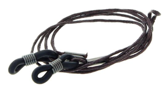 Brillenkordel in braun mit gewachster Ausführung und Gummischlaufe