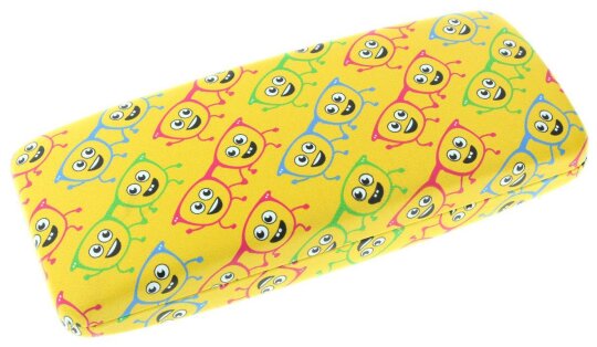 Witziges Brillenetui MYKONOS im gelben Design mit Brillen - Aufdruck