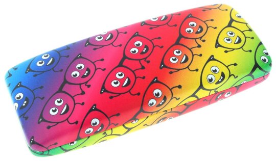 Witziges Brillenetui MYKONOS im Regenbogen Design mit Brillen - Aufdruck