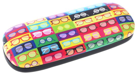 Schönes Hartschalen - Brillenetui ELBA ART mit einem bunten Brillen Motiv