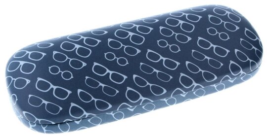 Schönes Hartschalen - Brillenetui ELBA ART mit weißen Brillen auf grauen Grund