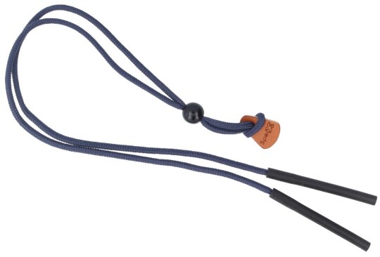 Praktisches Brillenband mit Gummi-Tube-Ende für schmale Bügel in elegantem Blau