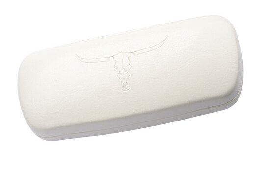 Edles Hartschalen - Brillenetui Fidschi-Grain mit Metallscharnier in weiß