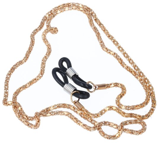 Stilvolle Brillenkette aus hochwertigem Metall mit Gummischlaufe in Gold