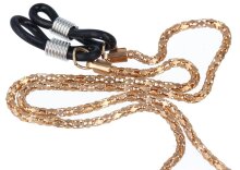 Stilvolle Brillenkette aus hochwertigem Metall mit Gummischlaufe in Gold