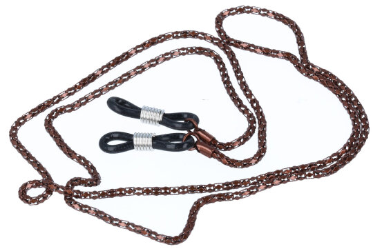 Stilvolle Brillenkette aus hochwertigem Metall mit Gummischlaufe in Bronze