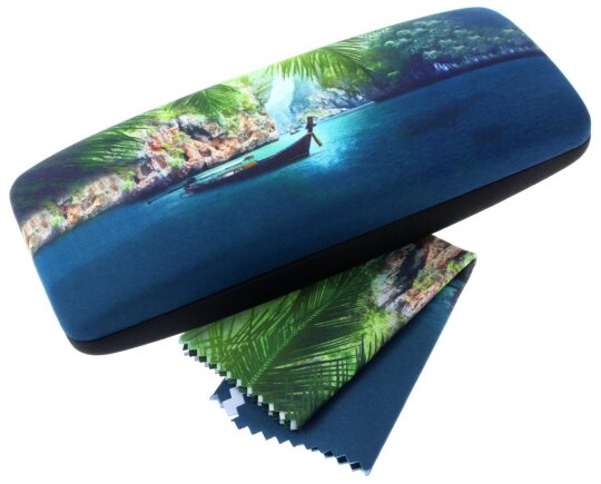 Hartschalen-Etui Vacation mit weichem Microfaserbezug und passendem Microfasertuch Boat