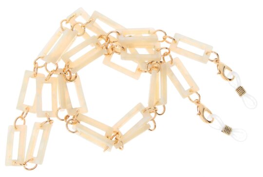 Hochwertige Brillenkette "Airport" aus leichtem Metall mit Gummischlaufe und Mikrofaserbeutel Weiß