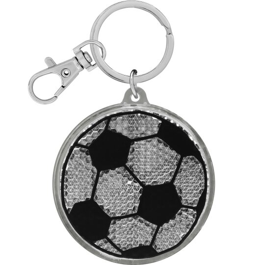 GRUSS & CO Reflektor Motiv Fußball | Runder Anhänger mit Schlüsselring und Karabinerverschluss