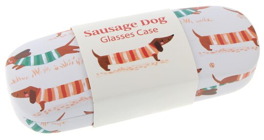 Niedliches Hartschalenetui "Sausage Dog" im Vintage-Style inkl. Microfasertuch