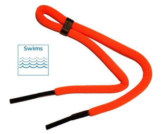 Schwimmfähiges Brillenband in Orange – Sicherer Halt mit Tube-Endstück